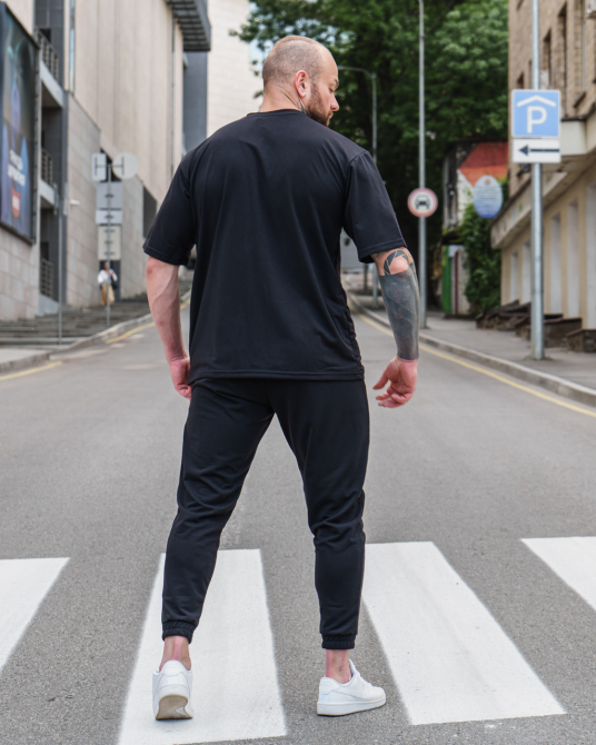 Комплект чоловічий футболка штани штани Марсель оверсайз Чорний XL Харків - фото 3