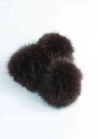 Хутряний бубон на шапку з кролика 7-8 см Шоколадний Харків
