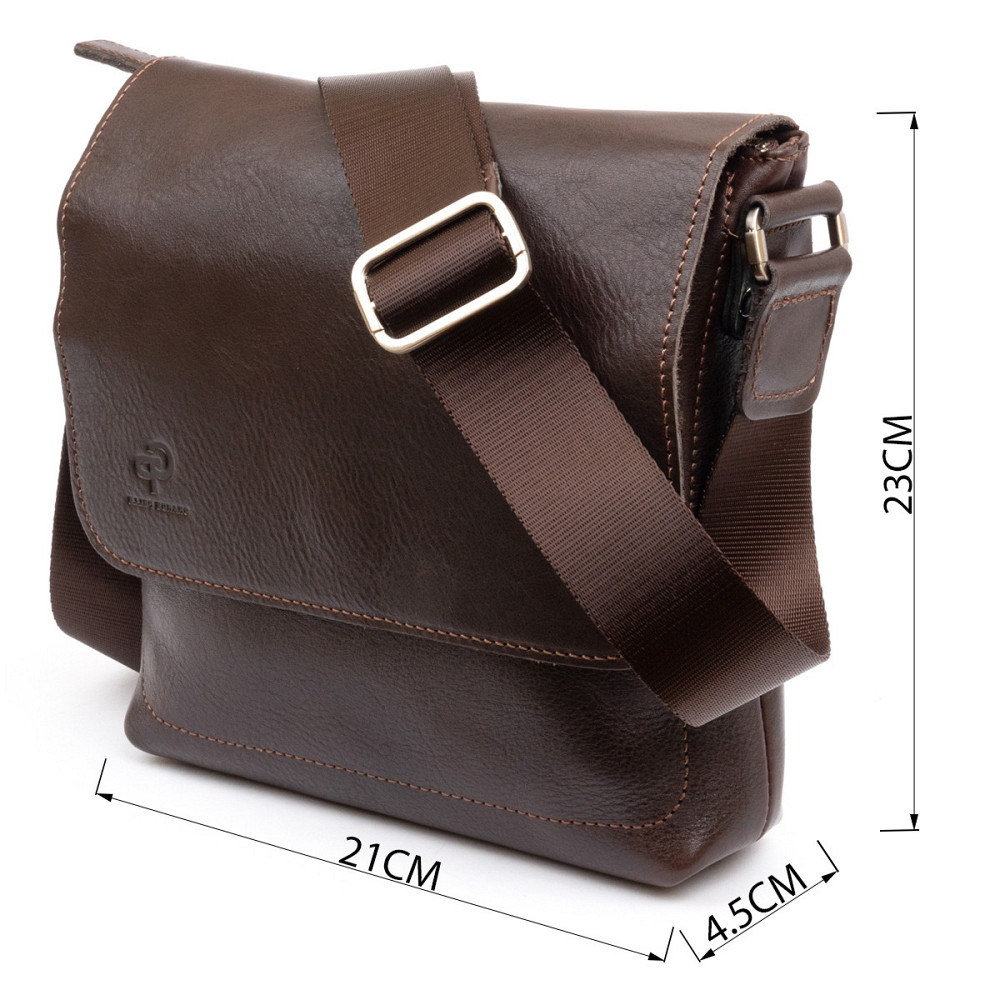 Сумка месенджер в гладкій шкірі GRANDE PELLE 11334 Шоколадна Київ - фото 10