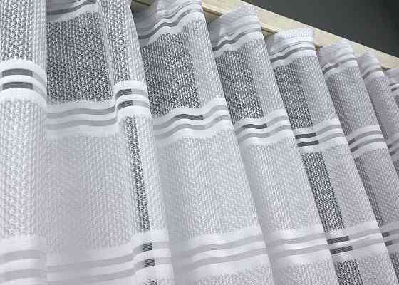 Короткий тюль жакард, висотою 2м, колір білий з сірим 1943т Київ