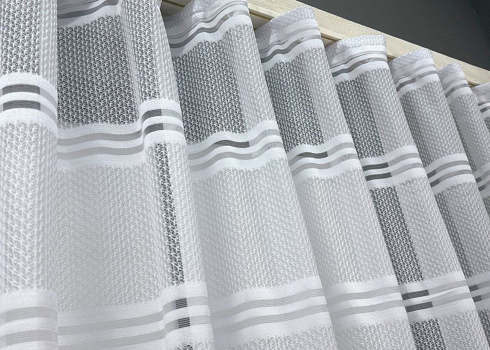 Короткий тюль жакард, висотою 2м, колір білий з сірим 1943т Київ - фото 6