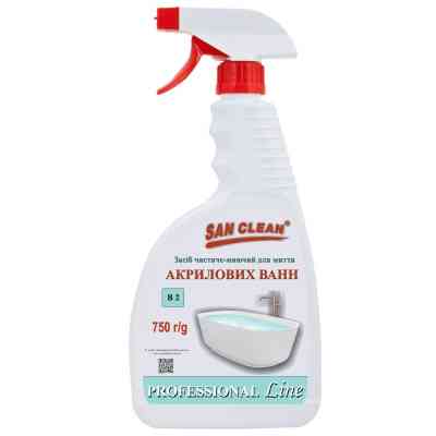 Спрей для чистки ванн San Clean Prof Line для мытья акриловых ванн 750 г (4820003544235) Винница