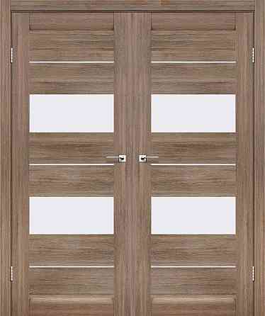 Двері двостулкові Canneli Леадор сіре дерево скло Сатин Київ