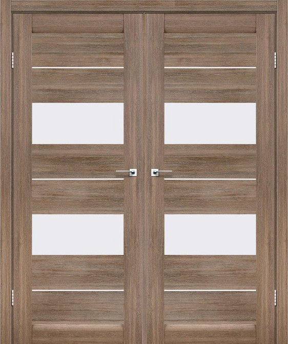 Двері двостулкові Canneli Леадор сіре дерево скло Сатин Київ - фото 1