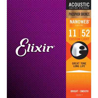 Струны для гитары Elixir 16027 Nanoweb Phosphor Bronze Acoustic Custom Light (11-52) (240662) Винница