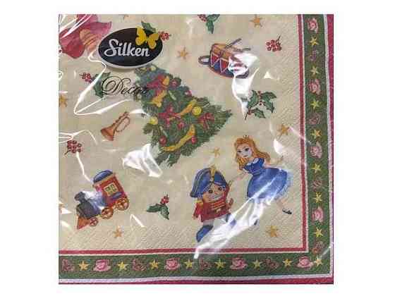 Серветки з малюнком Новий Рік 18шт паперові ЛУСКУНЧИК 33*33 3шар ТМ SILKEN Київ