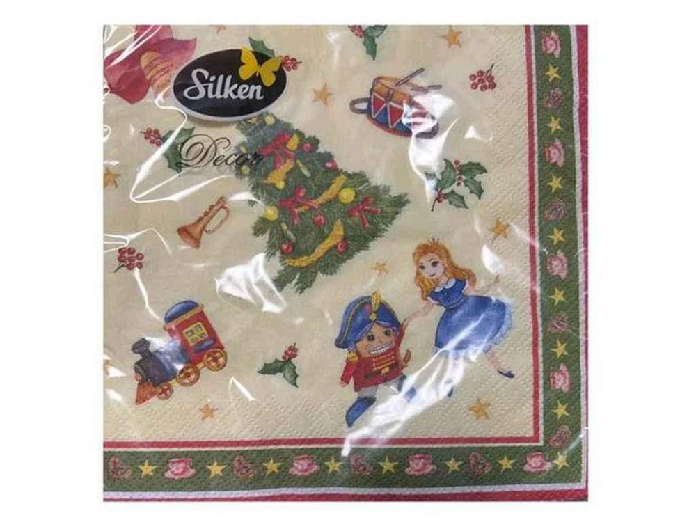Салфетки с рисунком Новый Год 18шт бумажные ЛУСКУНЧИК 33*33 3слой ТМ SILKEN Киев - изображение 1