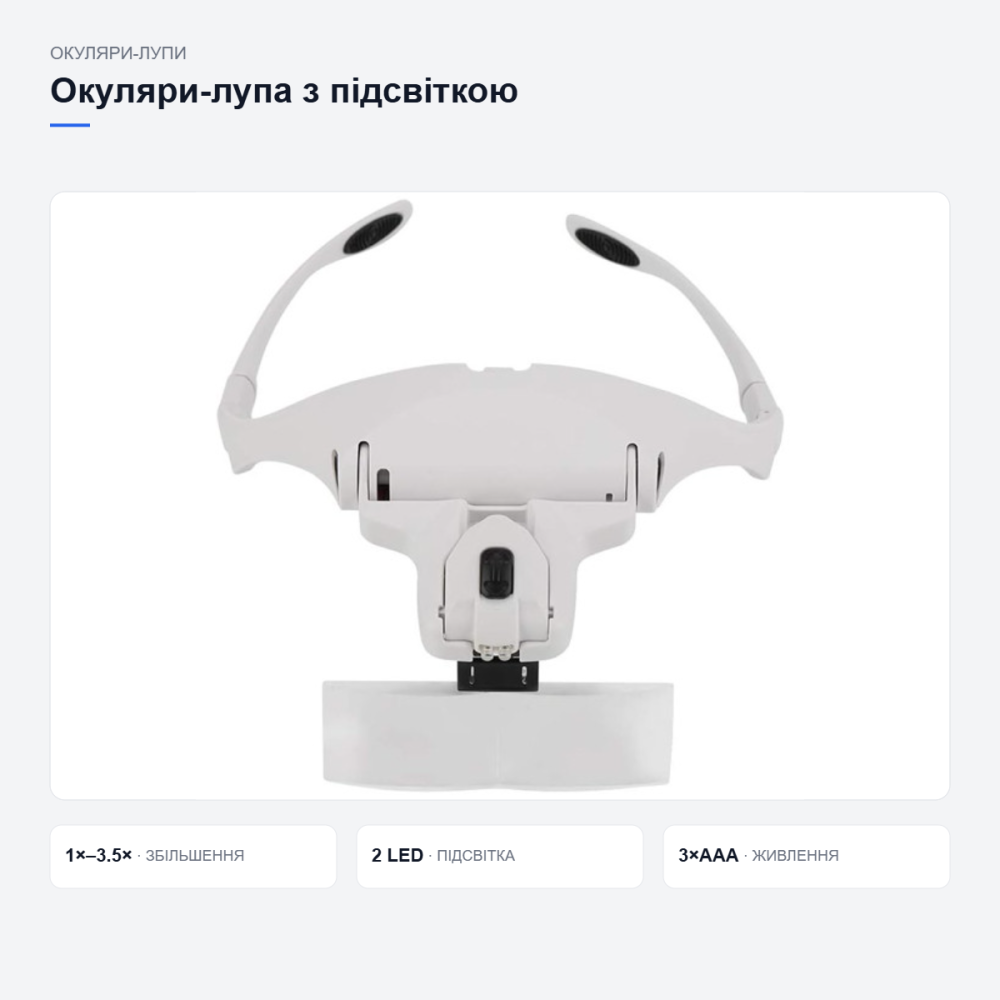Збільшувальні окуляри 9892B1 з підсвіткою Київ - фото 18