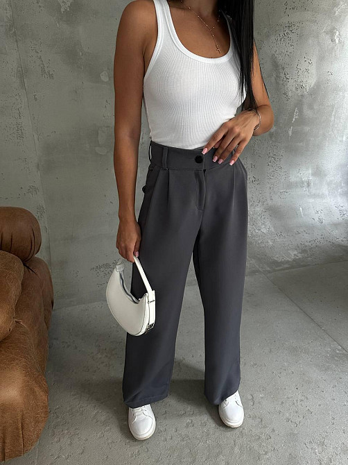 Жіночі базові штани палаццо костюмка Графіт, 42/44 Одеса - фото 3