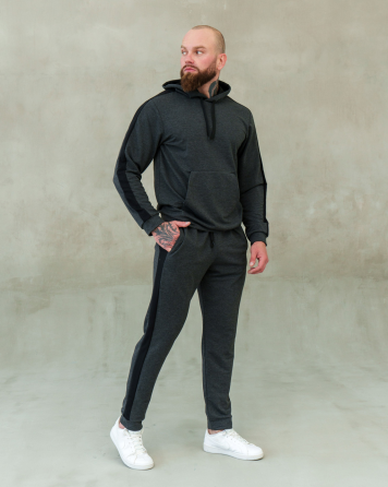 Костюм спортивний чоловічий лампаси весна Сіро-Чорний S Харків