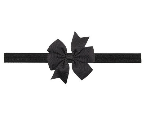 Дитяча чорна пов'язка з бантиком - на резинці, окружність від 30см до 48см, бант 9см Київ - фото 1
