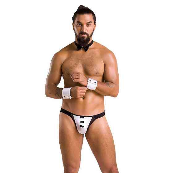 Комплект эротического мужского белья Passion 036 ALFRED S/M Black, трусы, воротник, манжеты Sex Aura Киев
