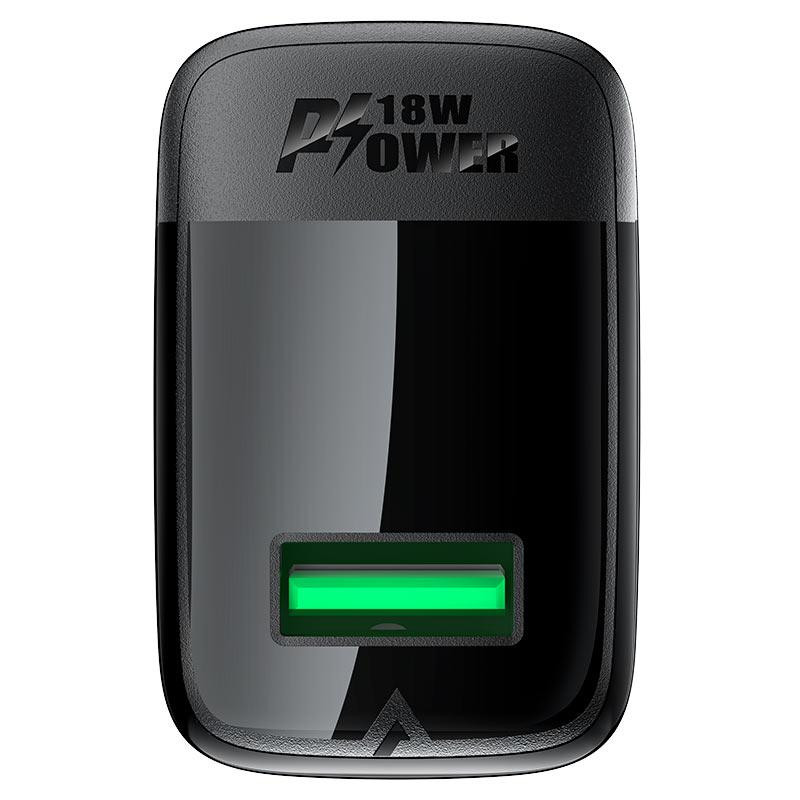 Мережевий зарядний пристрій з кабелем ACEFAST A90 QC18W GaN single USB-A charger set (P3) (EU) Black Одеса - фото 4