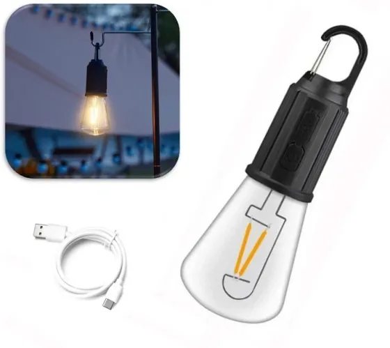 Кемпінгова акумуляторна лампа-підвіс Camping Lamp T-02: водонепроникний LED ліхтар із карабіном та Type-C Одеса