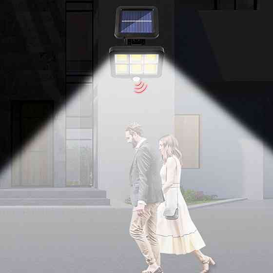 Вуличний Led ліхтар на сонячній батареї BK-128-6COB + пульт / Настінний світильник з датчиком руху Київ