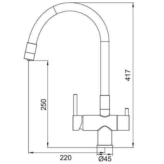 Кухонний змішувач Koer KB-72002-07 з виходом для питної води (KR5003) Харків