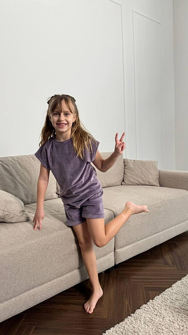 Дитяча піжама з плюш-велюру Ліловий 122-128 Харків - фото 3