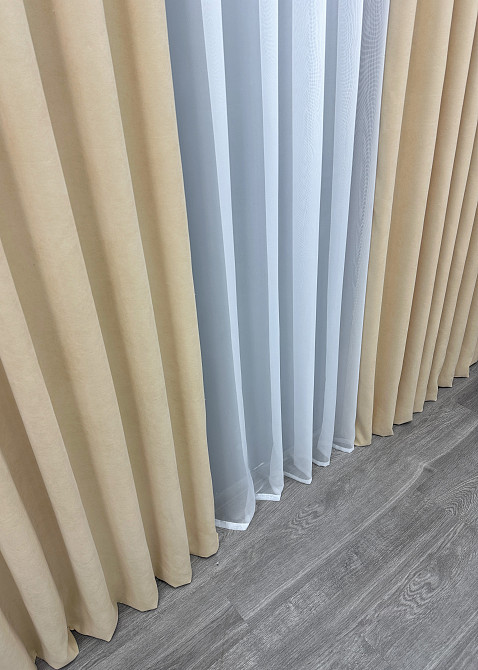 Шторная ткань микровелюр Petek цвет бежевый 1826ш Киев - изображение 6