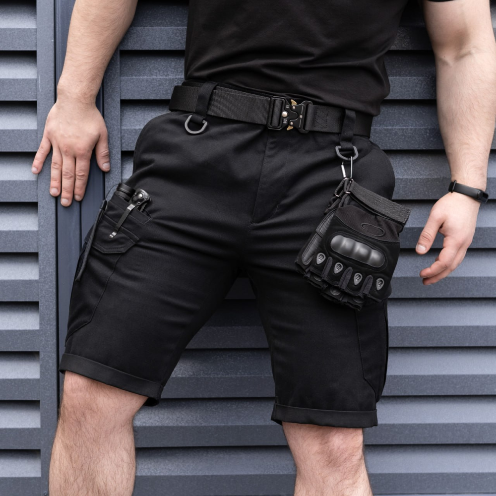 Тактические шорты мужские армейские, военные шорты Pobedov Tactical B2 черные Одесса - изображение 1