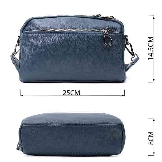 Стильная сумка для женщин с карманами из натуральной кожи Vintage 22600 Синяя Киев