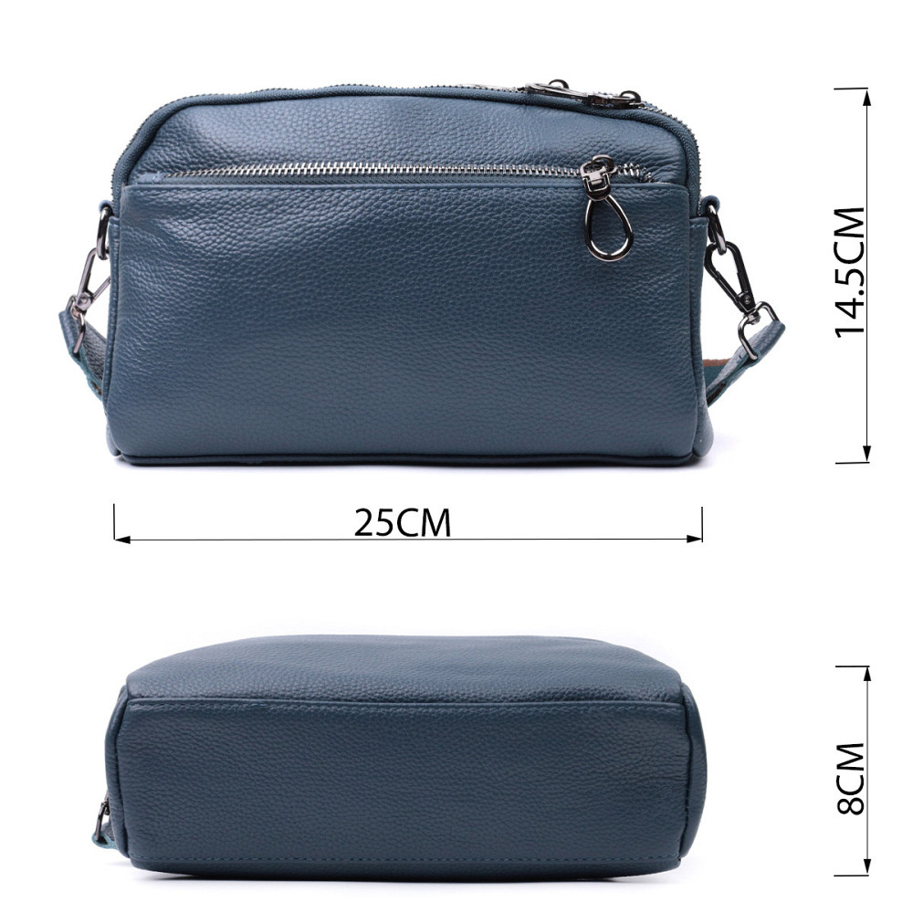 Стильная сумка для женщин с карманами из натуральной кожи Vintage 22600 Синяя Киев - изображение 3