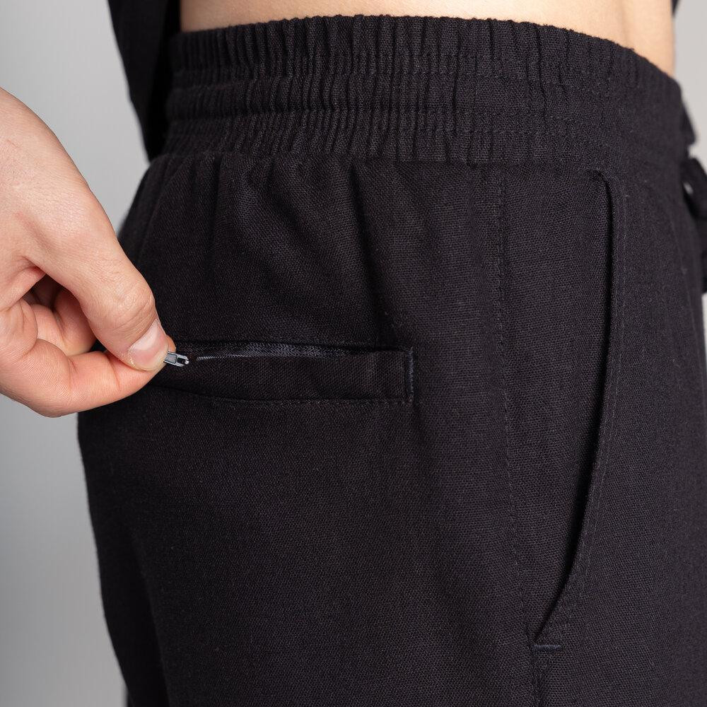 Мужские льняные брюки свободного кроя чорні Pobedov Chill Киев - изображение 6