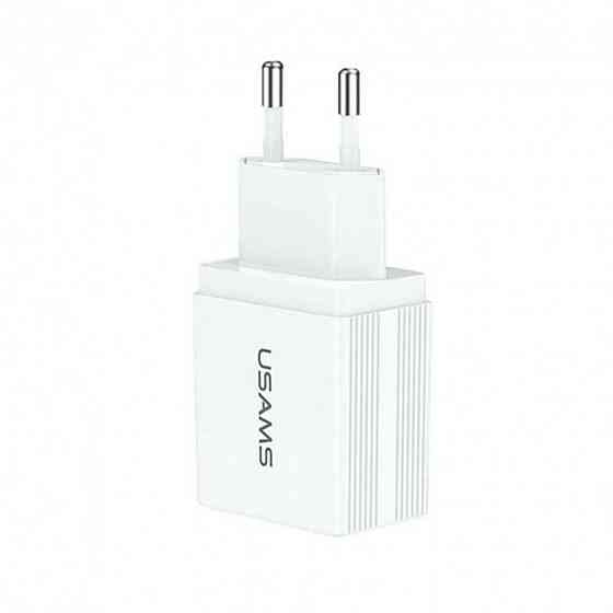 Мережевий зарядний пристрій Usams US-CC090 T24 2.1A Dual USB Travel Charger (EU) White Киев