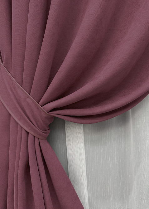 Комплект штор VR-Textil Мікровелюр Petek 200х270 2шт і Тюль 500х270 1490ш-1153т Пурпурний з білим 71-034/6 Київ - фото 4
