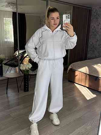 Женский теплый прогулочный костюм двойка с дабл флиса полар Белый, 46/48 Одесса