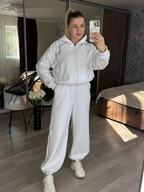 Женский теплый прогулочный костюм двойка с дабл флиса полар Белый, 46/48 Одесса - изображение 5