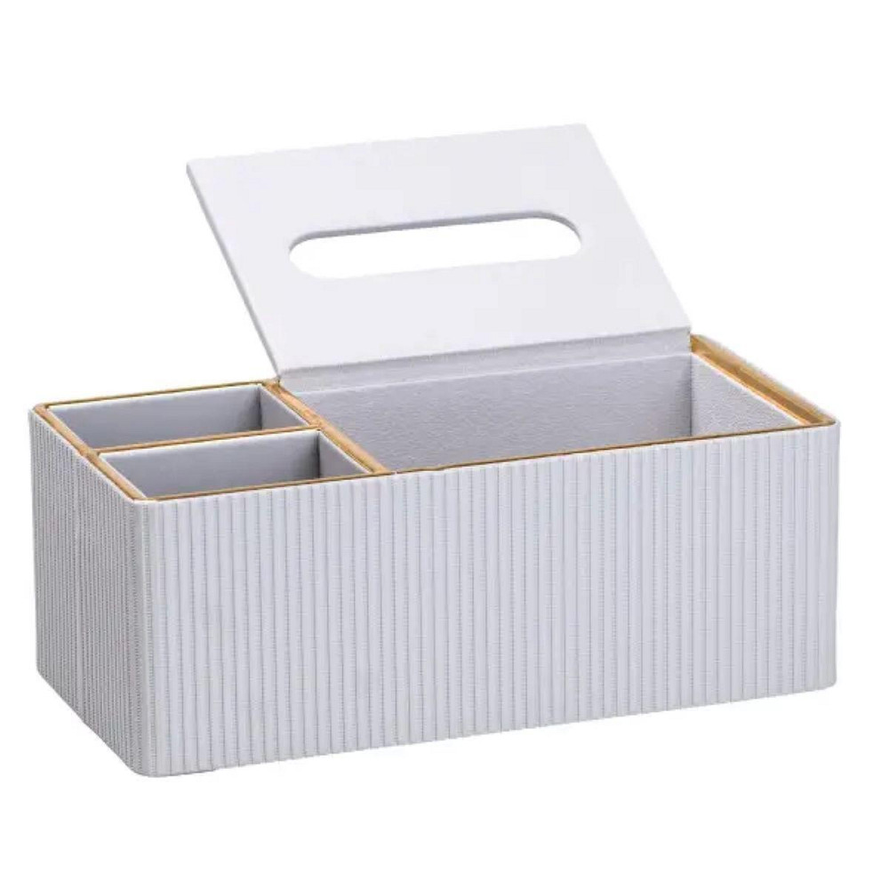 Салфетница-органайзер из экокожи, 3 отделения, белая Киев - изображение 2