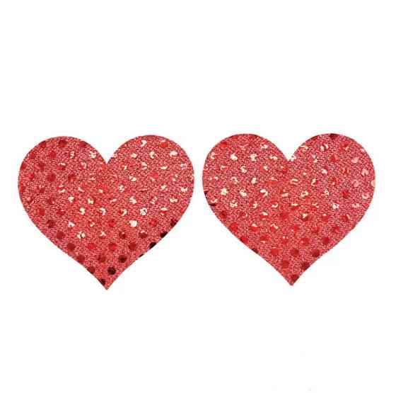 Украшния на груди Серця з паєтками 8 на 7 см червоний Київ