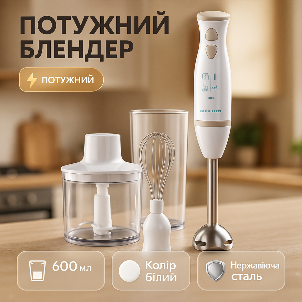 Хороший электрический блендер, Блендер нержавеющая сталь Погружной для домашних нужд VN-38 Львов - изображение 6