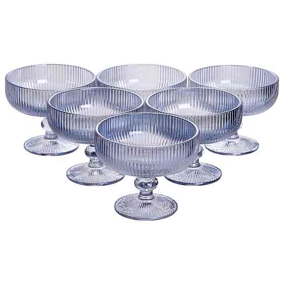 Wu Yi Набір креманок на ніжці 6 шт 400 (мл) скляні креманки для морозива, фруктів, десертів Сір Коломыя