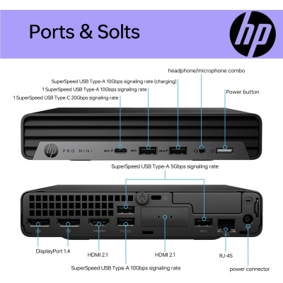 Комп'ютер HP Pro 400 G9 Mini / i3-13100T, 8, 512, WiFi, кл+м, Win11P (884V0EA) Вінниця - фото 8