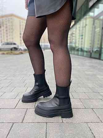 Nikos Жіночі черевики Niko's чорні натуральна шкіра з хутром висота 20 см (2101/181) Коломыя