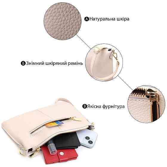 Жіноча сумка-клатч на літо з двома ременями з натуральної шкіри Vintage 22648 Біла Київ