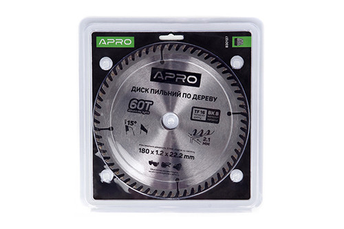 Диск пильный по дереву 180х22,2(20)х60Т APRO Ровно - изображение 1