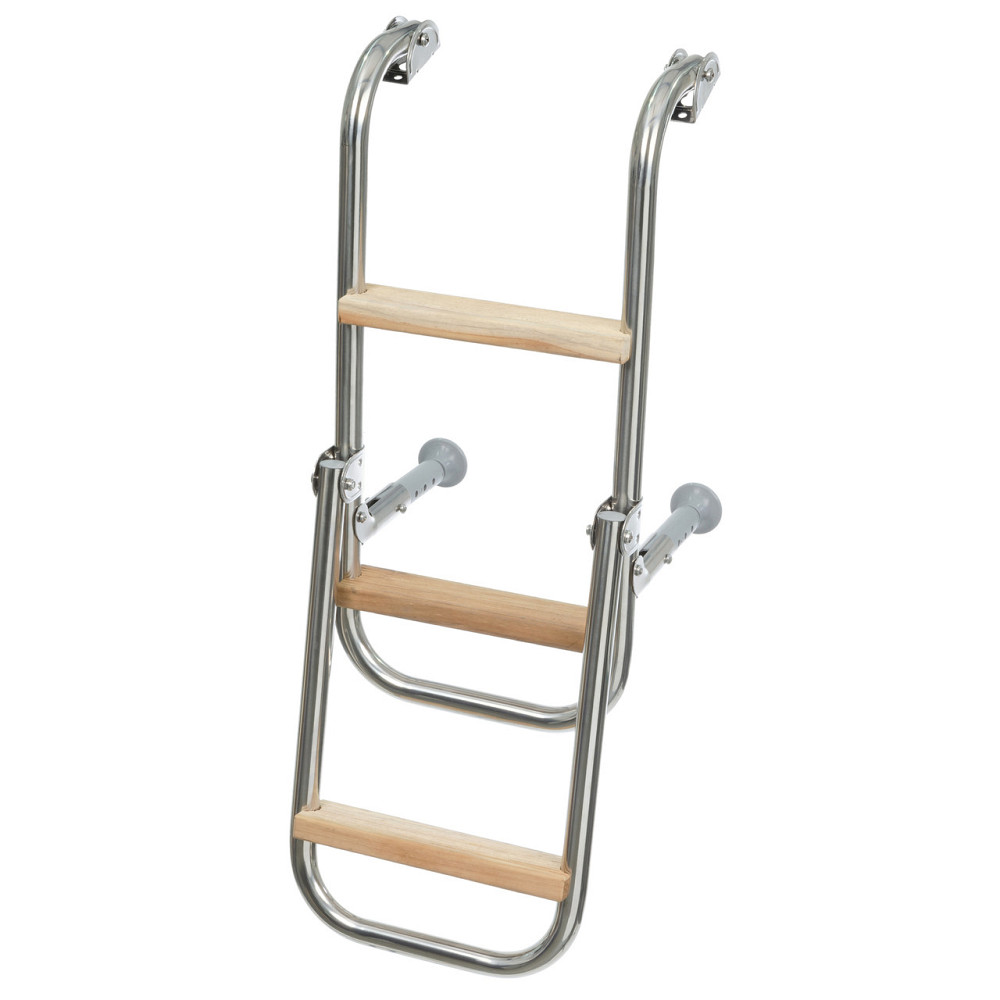 Драбина 250х800 мм, 3 ступені, 1041 з дерев'яними щаблями Київ - фото 1