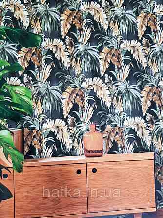 Шпалери флізелінові еко Decoprint Essentials EE22530 листя пальми банана папороть зелені коричневі Київ