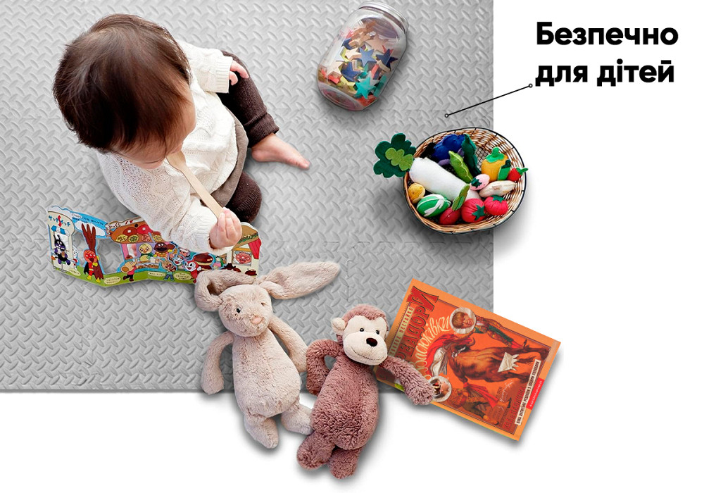 Татамі мат EasyFit 8 шт (30х30х1 см) хвіст ластівки сірий Коломия - фото 5