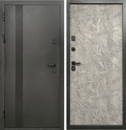 Вхідні двері з терморозривом Термос Сірий антик + Світлий мармур 960х2050 см Стильні вхідні двері Київ