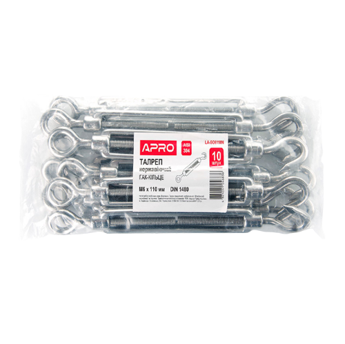 Стяжка кована M6*110мм нержавіюча сталь гак/кільце APRO Житомир - фото 2