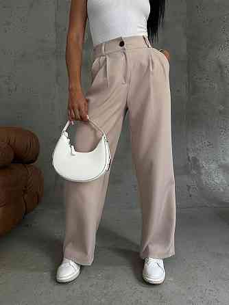 Жіночі базові штани палаццо костюмка Бежевий, 46/48 Одеса