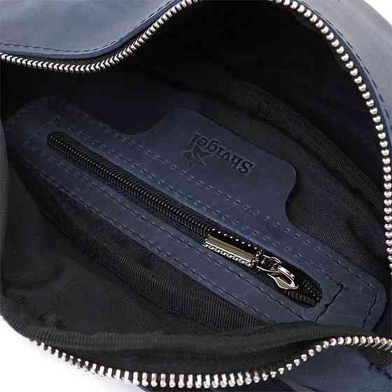 Мужская бананка отменного качества из винтажной натуральной кожи Синий (SHVIGEL) Киев