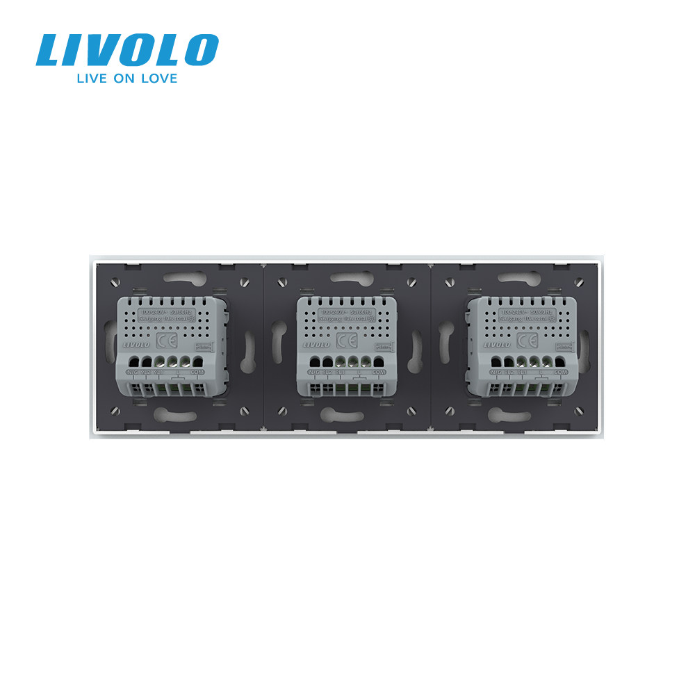 Сенсорний вимикач 3 сенсора (1-1-1) Livolo білий скло (VL-C701/C701/C701-11) Коломыя - изображение 3