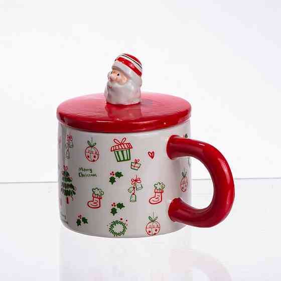 Новорічна порцелянова чашка з кришкою Merry Christmas 350 (мл) CR-1-20 Київ