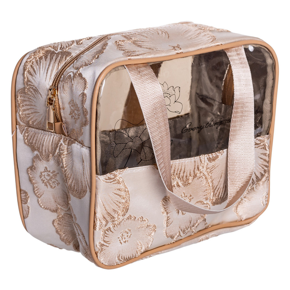 Набір прозорих жіночих косметичок для дому 2 (шт) дорожня косметичка в сумку для косметики, макіяжу, ліків, пензлів Бежевий Київ - фото 5