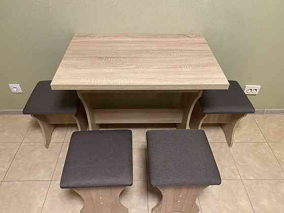 Маленький раскладной стол для кухни и 4 табурета (комплект стол 4 табурета) - Дуб Сонома Львов