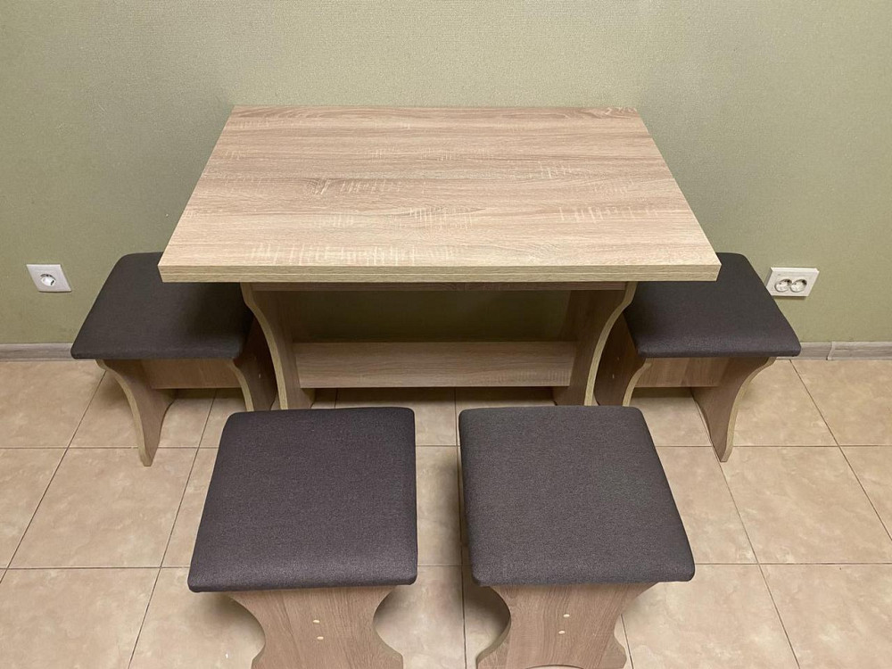 Маленький раскладной стол для кухни и 4 табурета (комплект стол 4 табурета) - Дуб Сонома Львов - изображение 1